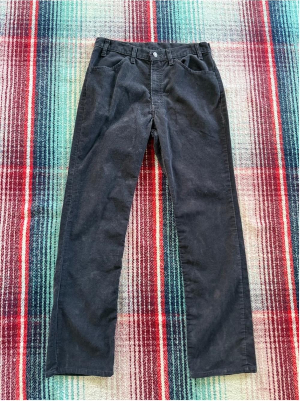 Vintage Levi's Black Over-dyed Straight Fit Corduroy Pants 34x32 - Picture 1 of 7